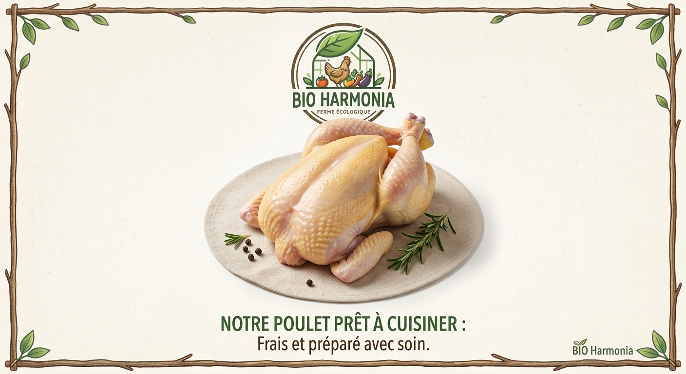 Poulet nettoyé et prêt à cuisiner